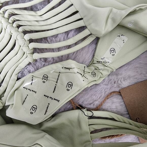 NEW Stone Fox Swim Simone Bikini Swim Bottoms in Aloe Wash Light Green - Picture 11 of 13